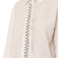 Feather & Rhinestone Tie Button Down