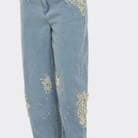 Ms. Pearl Embellished Straight-leg Jeans