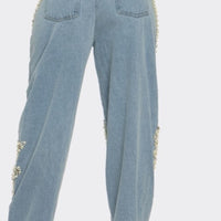 Ms. Pearl Embellished Straight-leg Jeans