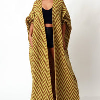 Front Open Maxi Cardigan with Head Band