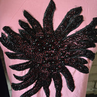Beaded Flower Cap Sleeve Top