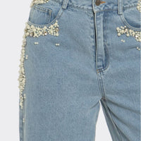 Ms. Pearl Embellished Straight-leg Jeans