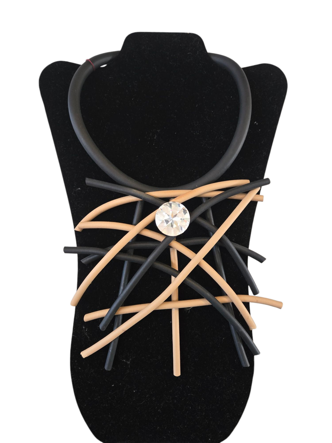 The Tan and Black Criss Cross Necklace