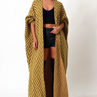 Front Open Maxi Cardigan with Head Band