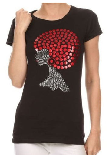 Red Afro Stud TShirt