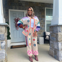 2-piece Multicolored Square Sweater Set BOHO style