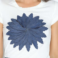 Flower Applique Short Sleeve Tee Top