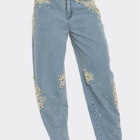 Ms. Pearl Embellished Straight-leg Jeans