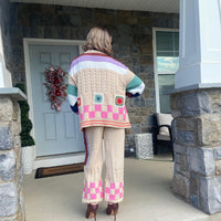 2-piece Multicolored Square Sweater Set BOHO style
