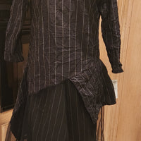 black and white stripe cowl neck, abstract hemline with mesh 2 piece set