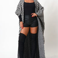 Front Open Maxi Cardigan with Head Band