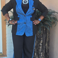 contrast denim 2-piece set