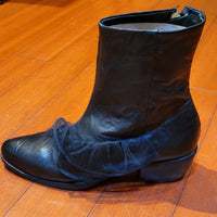 Black Leather Boots with Mesh