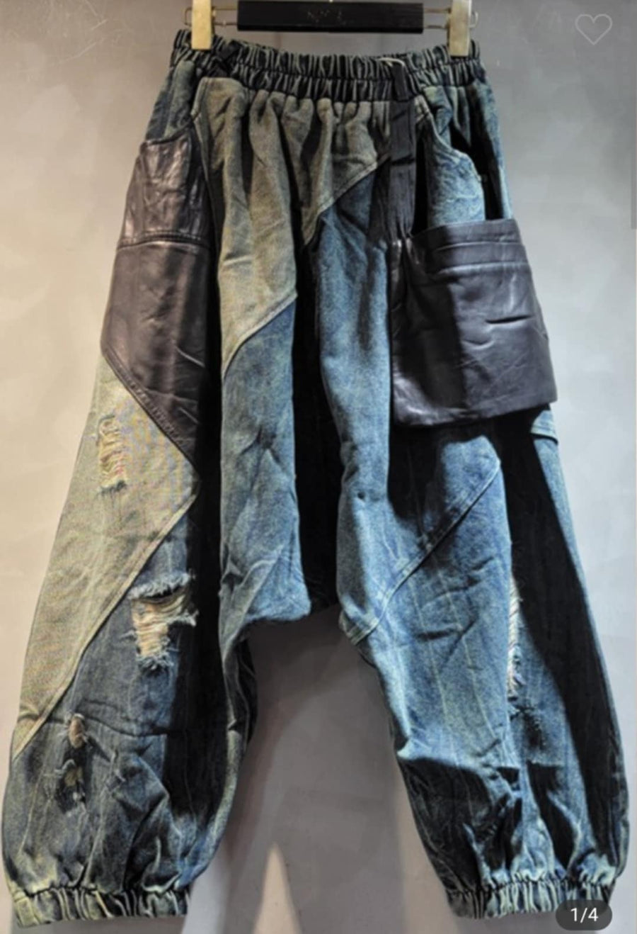 Runway Leather Denim Jeans