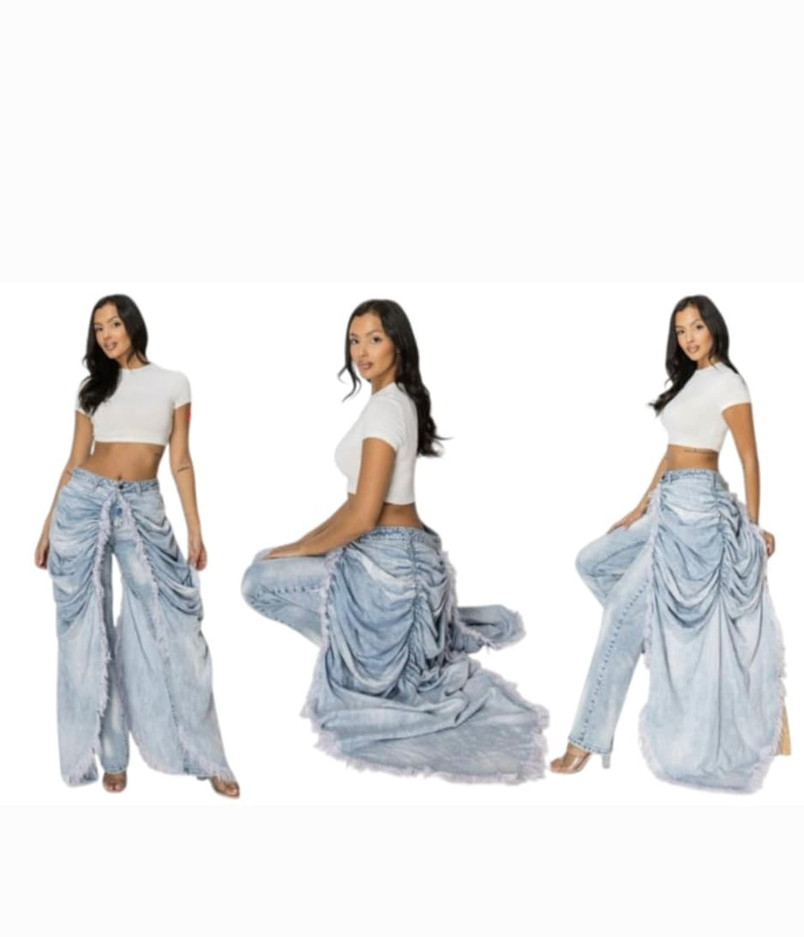 Draped Denim Jeans