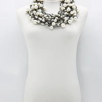 Faux Pearls on Leatherette Necklace