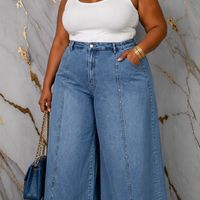 Plus size wide leg denim