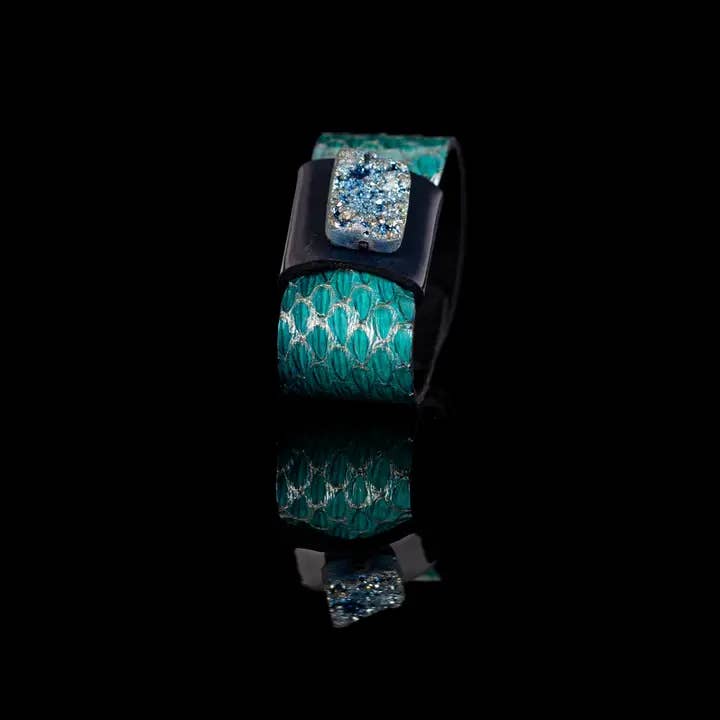 The Emerald Druse Italian Leather Cuff