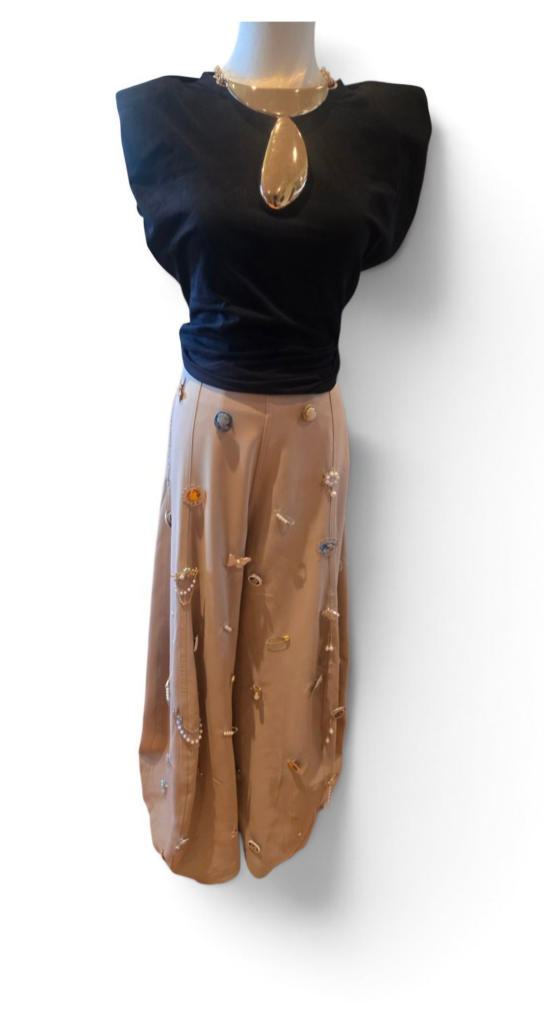 Wide Leg Embellished Pants