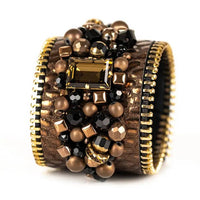 Gilded Eclipse Embellished Leather Cuff