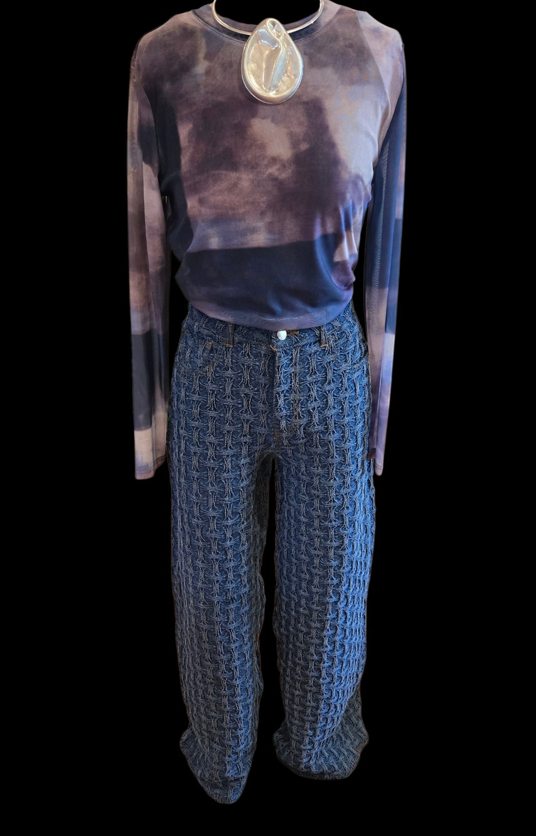 Textured Wide Leg Jeans