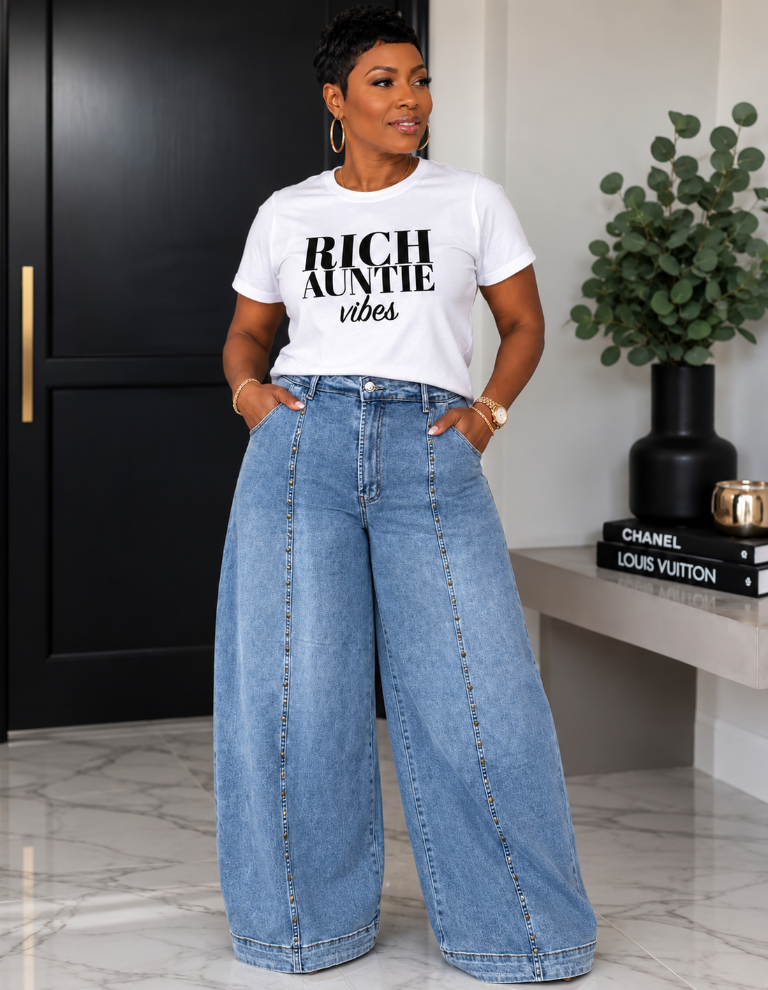 Plus size wide leg denim
