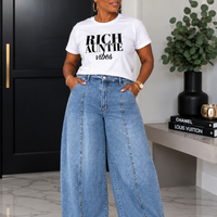 Plus size wide leg denim