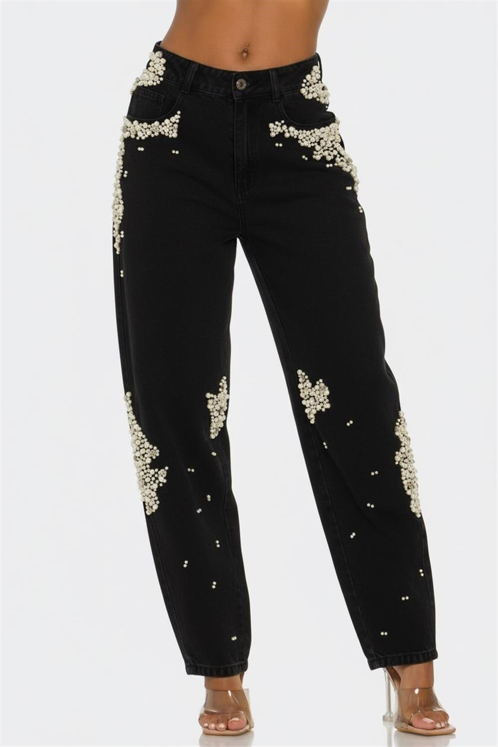 Ms. Pearl Embellished Straight-leg Jeans
