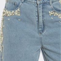 Ms. Pearl Embellished Straight-leg Jeans