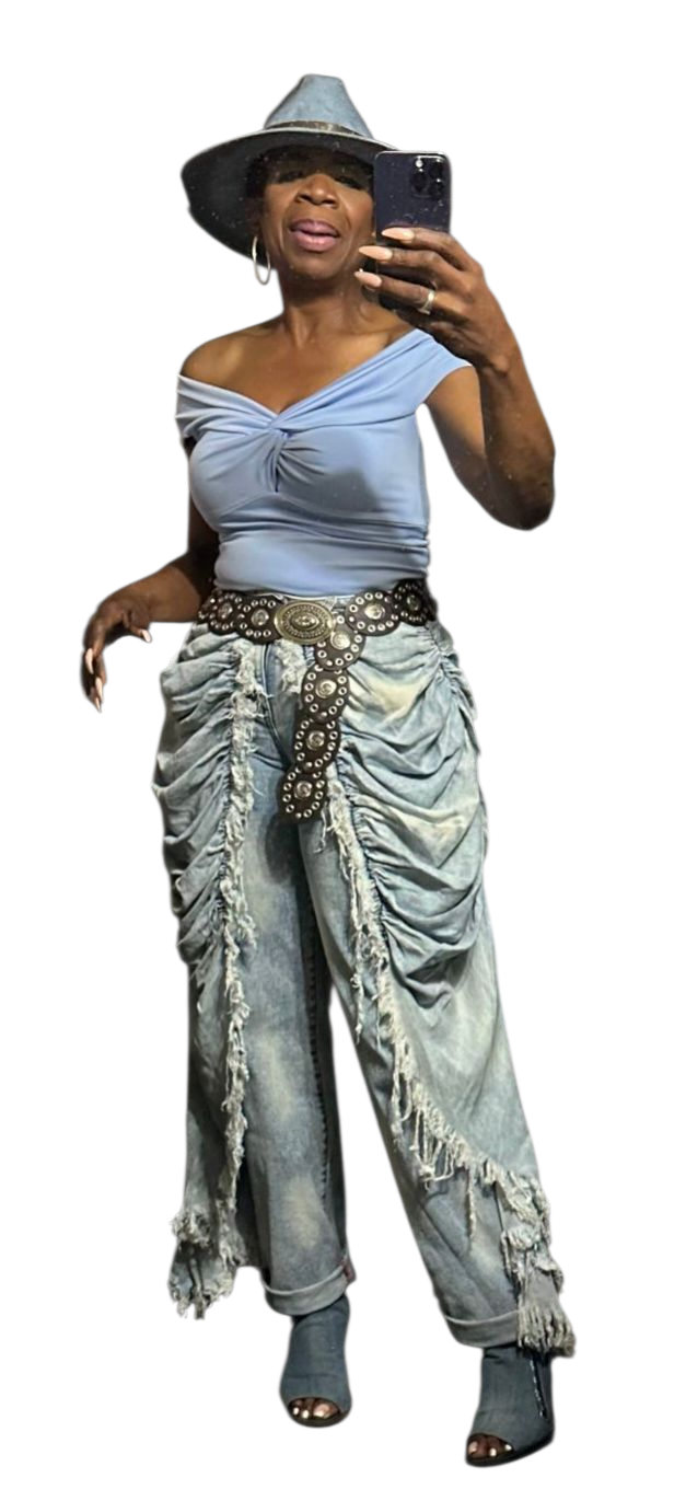 Draped Denim Jeans