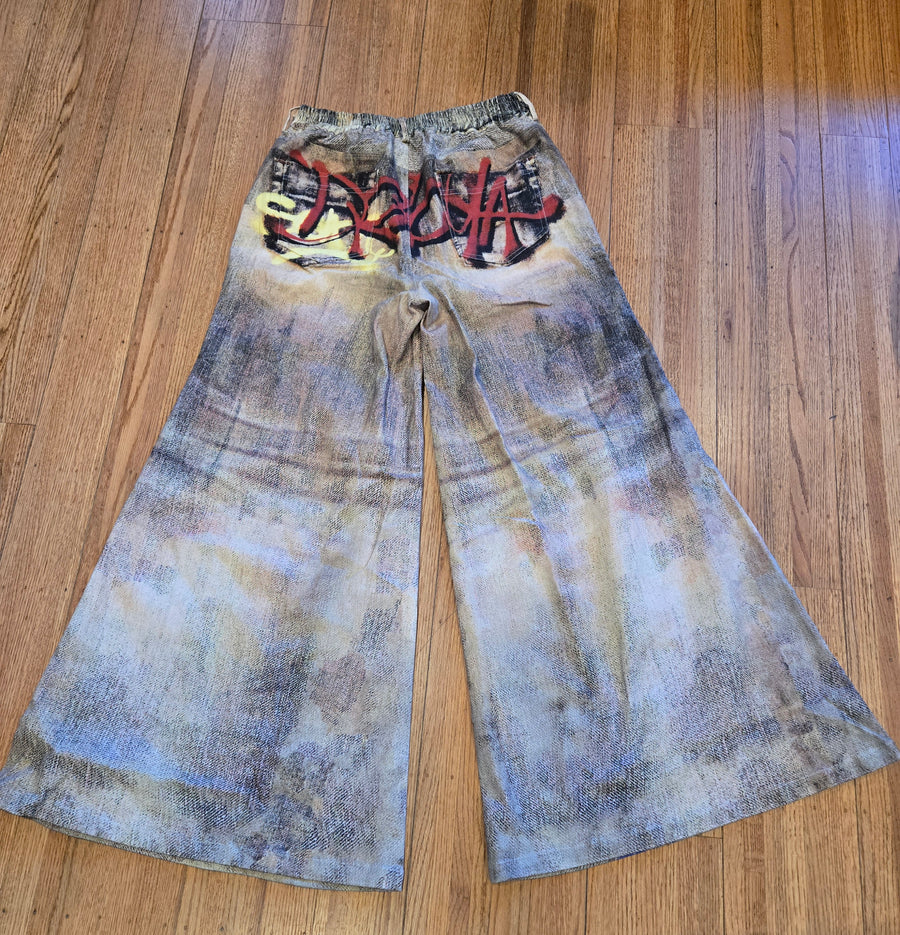 Graffiti Wide Leg Pants