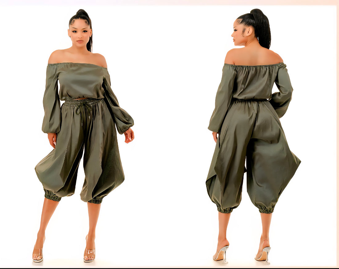 Two Piece Off Shoulder Crop Set