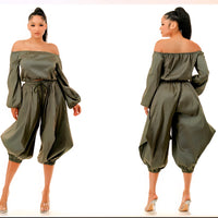 Two Piece Off Shoulder Crop Set