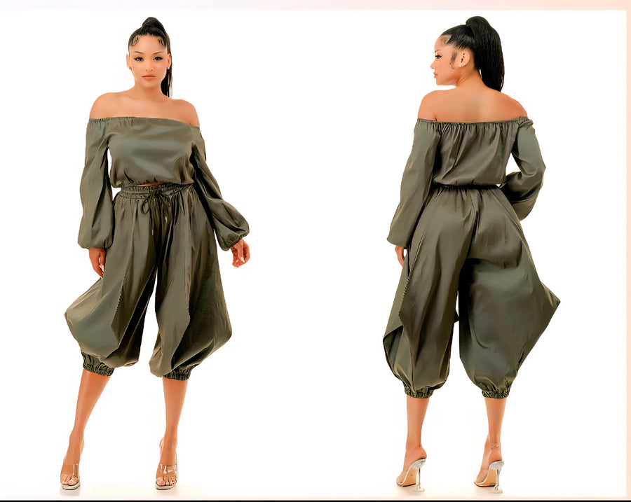 Two Piece Off Shoulder Crop Set