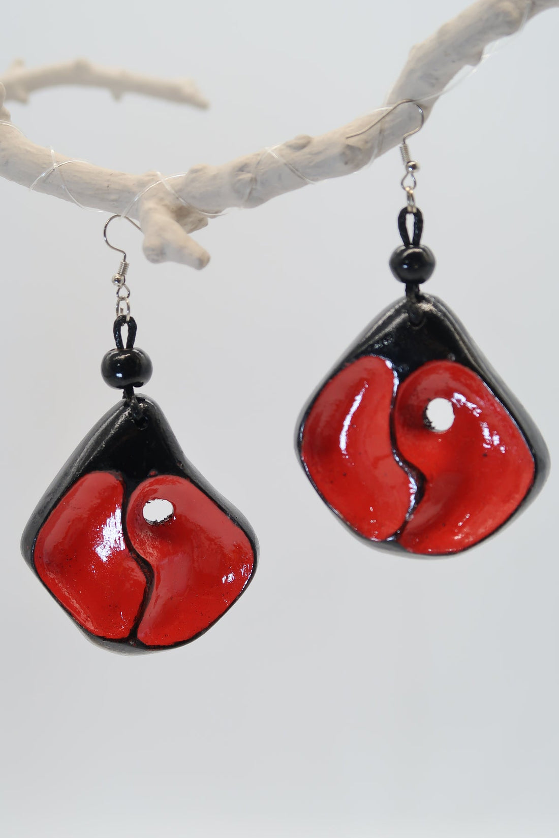 Ying Yang Sustainable Recycled Wood Earrings