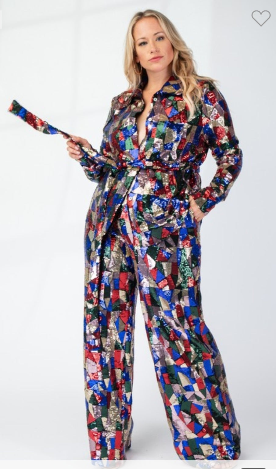 Ashley Sequins Shirt and Pant Set