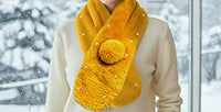 Pearl Embellished Faux Fur Pom Pom Pull Through Scarf