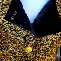 Copped Shag Jacket with Velvet Lining and Gold Accent Buttons 
