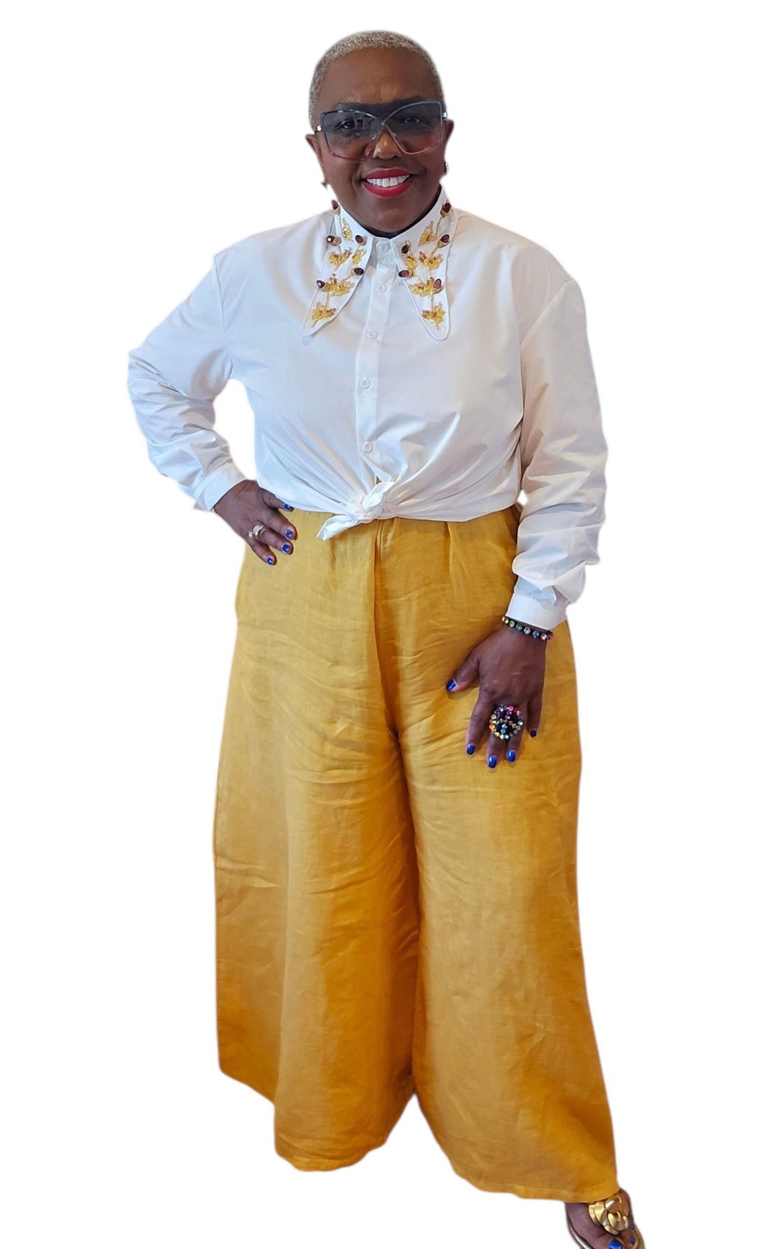 Embellished Collar Button Down Shirt