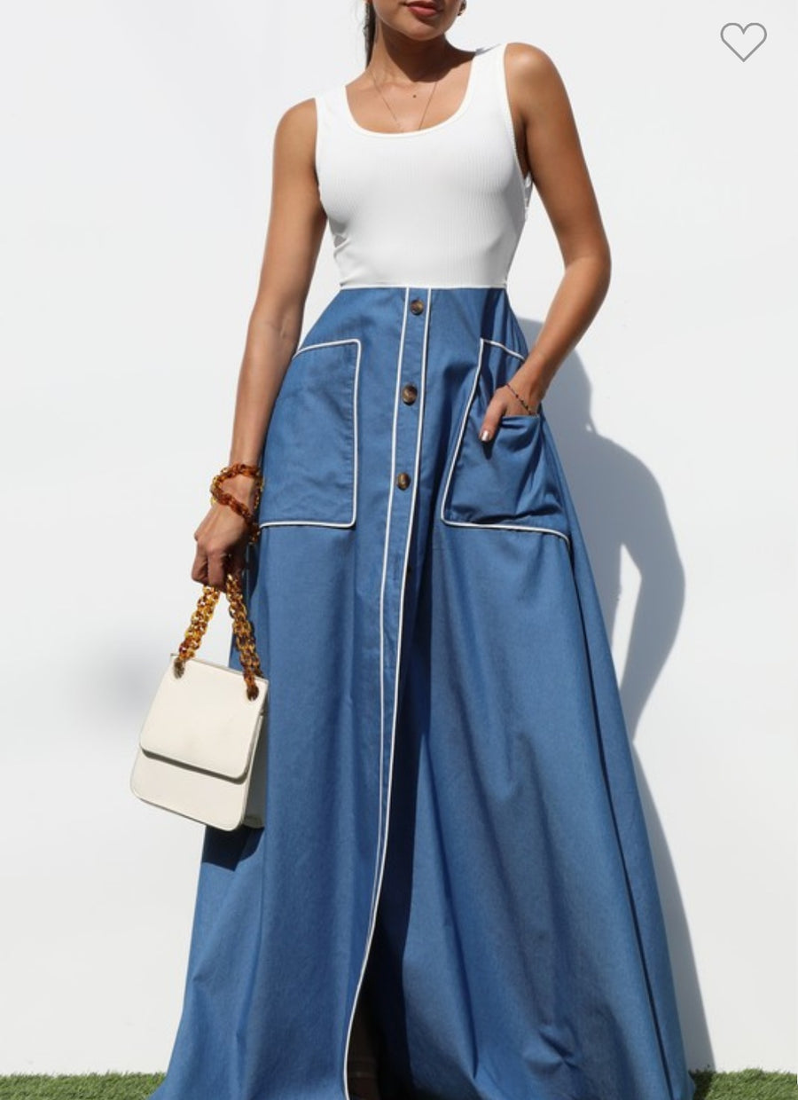 Tank Top Denim Maxi Dress