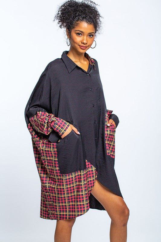 The Blocked Asymmetric Shirt Dress