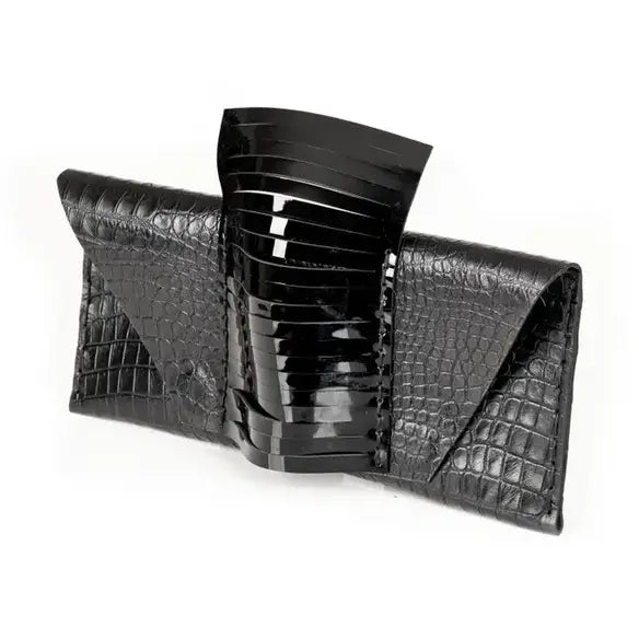 The Eclipse Black Croc-Embossed Leather Clutch
