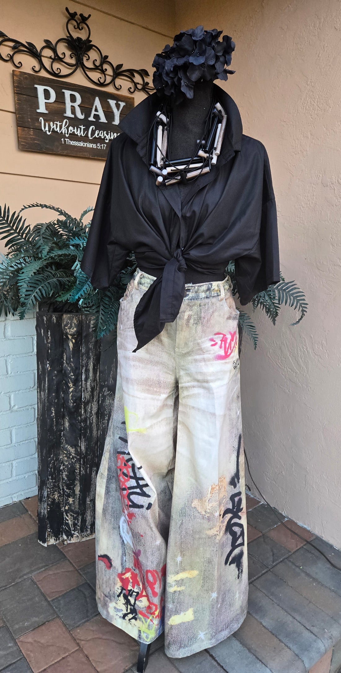 Graffiti Wide Leg Pants