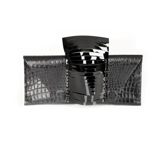 The Eclipse Black Croc-Embossed Leather Clutch