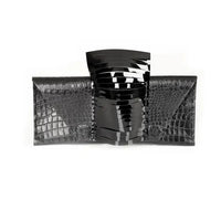 The Eclipse Black Croc-Embossed Leather Clutch