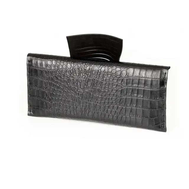 The Eclipse Black Croc-Embossed Leather Clutch