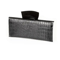 The Eclipse Black Croc-Embossed Leather Clutch