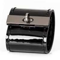 Lock Patent Leather Cuff Black High-Gloss Statement