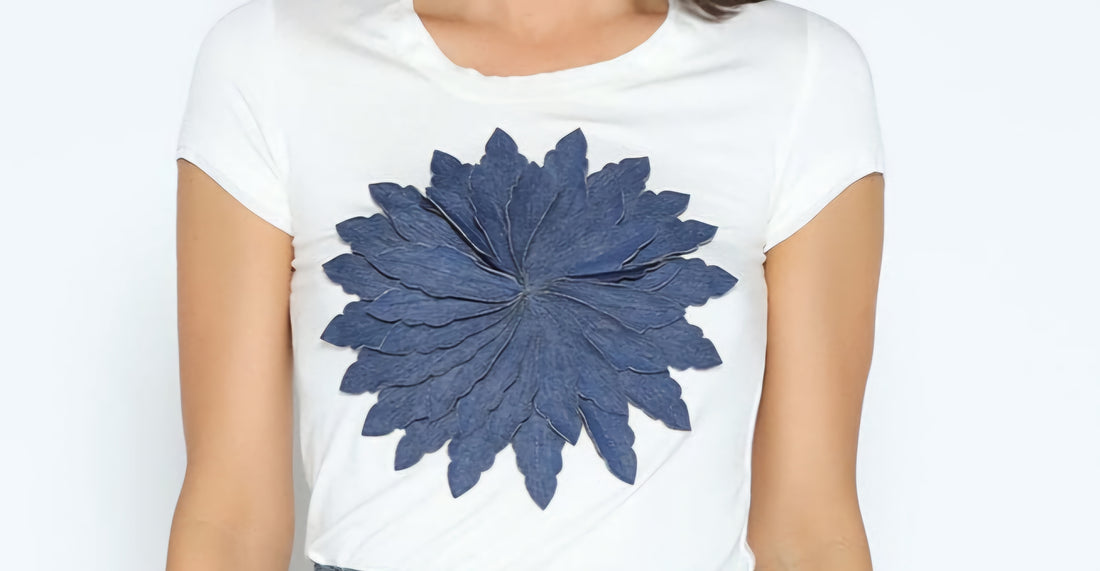 Flower Applique Short Sleeve Tee Top