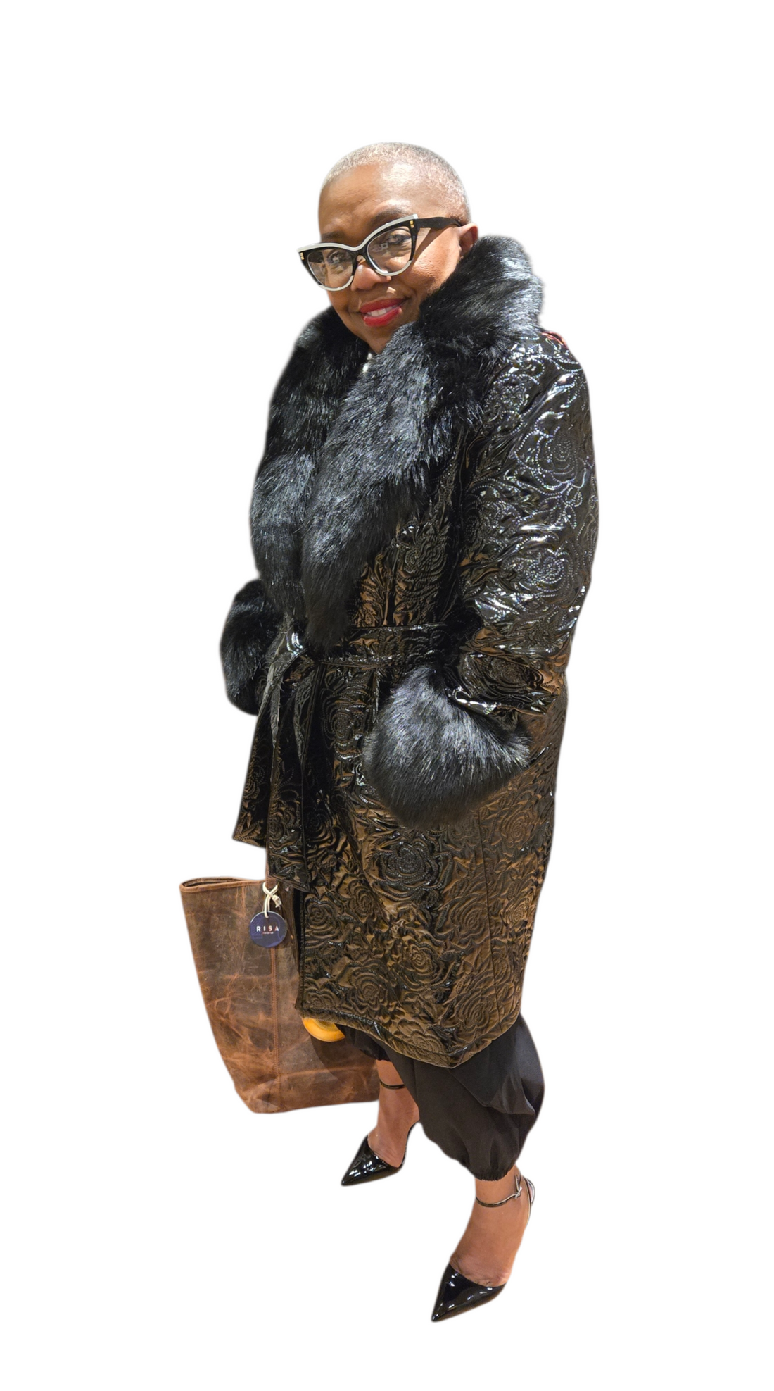 Belted Faux Fur Trench